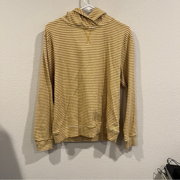 kate quinn Tops - Kate Quinn new with tag size medium Striped Tan Hoodie top organic cotton blend